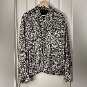 Nanushka Animal Print Lightweight Crinkle Fabric Mens Button Up Jacket Top M